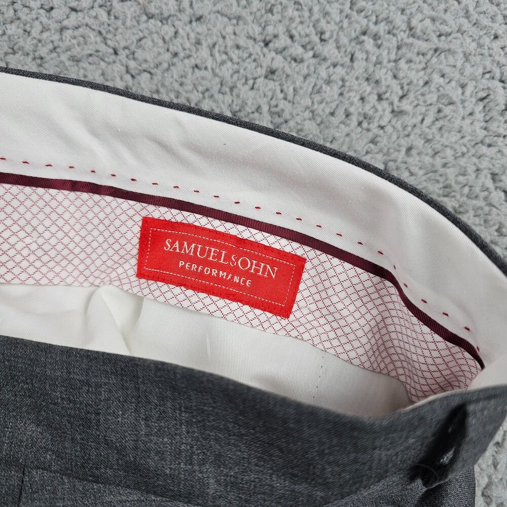 Samuelsohn Dress Pants Mens 34x30 Gray REDA 110s Wool Italian Cuffed Performance - Picture 5 of 16